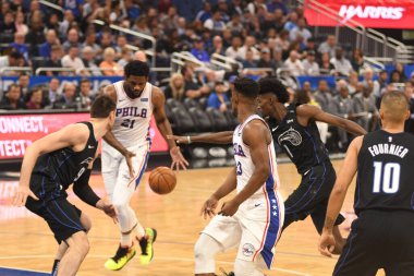 Orlando Magic, 25 Mart 2019 tarihinde Orlando Florida 'daki Amway Arena' da Philadelphia 76ers 'a ev sahipliği yaptı. Fotoğraf: Marty Jean-Louis