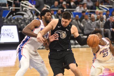 Orlando Magic, 25 Mart 2019 tarihinde Orlando Florida 'daki Amway Arena' da Philadelphia 76ers 'a ev sahipliği yaptı. Fotoğraf: Marty Jean-Louis
