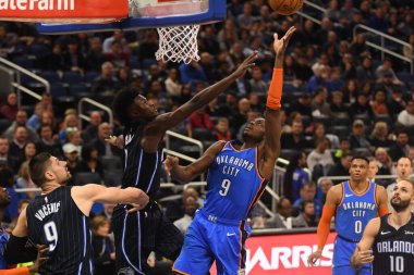Orlando Magic 29 Ocak 2019 'da Orlando Florida' daki Amway Center 'da OklahomaCity Thunder' a ev sahipliği yapar. Fotoğraf: Marty Jean-Louis