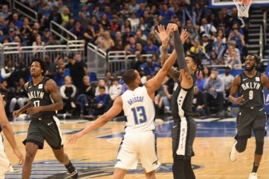 Orlando Magic, 2 Şubat 2019 tarihinde Orlando Florida 'daki Amway Center' da Brooklyn Nets 'e ev sahipliği yapmaktadır. Fotoğraf: Marty Jean-Louis