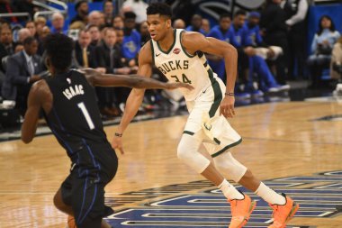 Orlando Magic, 19 Ocak 2019 Cumartesi günü Orlando Florida 'daki Amway Arena' da Milwaukee Doları 'na ev sahipliği yapıyor. Fotoğraf: Marty Jean-Louis
