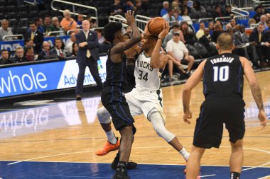 Orlando Magic, 19 Ocak 2019 Cumartesi günü Orlando Florida 'daki Amway Arena' da Milwaukee Doları 'na ev sahipliği yapıyor. Fotoğraf: Marty Jean-Louis