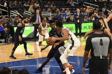 Orlando Magic, 19 Ocak 2019 Cumartesi günü Orlando Florida 'daki Amway Arena' da Milwaukee Doları 'na ev sahipliği yapıyor. Fotoğraf: Marty Jean-Louis