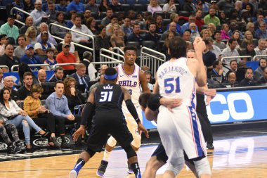 Orlando Magic, 25 Mart 2019 tarihinde Orlando Florida 'daki Amway Arena' da Philadelphia 76ers 'a ev sahipliği yaptı. Fotoğraf: Marty Jean-Louis