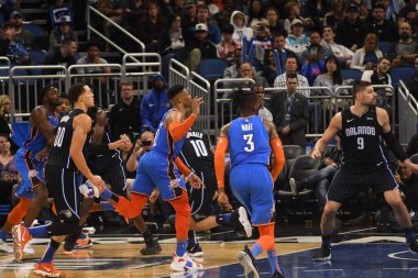 Orlando Magic 29 Ocak 2019 'da Orlando Florida' daki Amway Center 'da OklahomaCity Thunder' a ev sahipliği yapar. Fotoğraf: Marty Jean-Louis