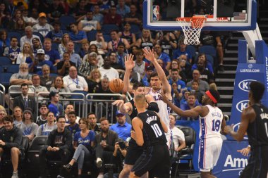 Orlando Magic, 25 Mart 2019 tarihinde Orlando Florida 'daki Amway Arena' da Philadelphia 76ers 'a ev sahipliği yaptı. Fotoğraf: Marty Jean-Louis