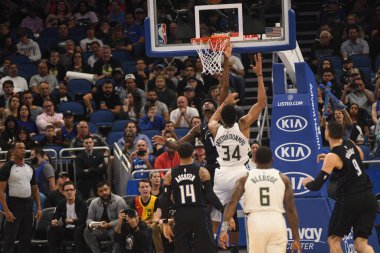 Orlando Magic, 19 Ocak 2019 Cumartesi günü Orlando Florida 'daki Amway Arena' da Milwaukee Doları 'na ev sahipliği yapıyor. Fotoğraf: Marty Jean-Louis