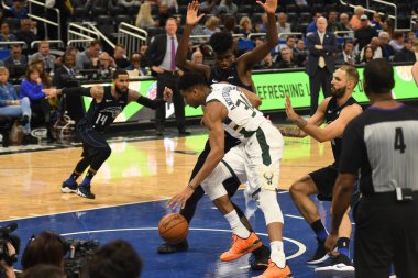 Orlando Magic, 19 Ocak 2019 Cumartesi günü Orlando Florida 'daki Amway Arena' da Milwaukee Doları 'na ev sahipliği yapıyor. Fotoğraf: Marty Jean-Louis