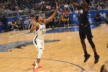Orlando Magic, 19 Ocak 2019 Cumartesi günü Orlando Florida 'daki Amway Arena' da Milwaukee Doları 'na ev sahipliği yapıyor. Fotoğraf: Marty Jean-Louis