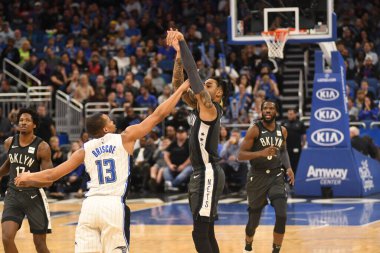 Orlando Magic, 2 Şubat 2019 tarihinde Orlando Florida 'daki Amway Center' da Brooklyn Nets 'e ev sahipliği yapmaktadır. Fotoğraf: Marty Jean-Louis