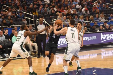 Orlando Magic, 19 Ocak 2019 Cumartesi günü Orlando Florida 'daki Amway Arena' da Milwaukee Doları 'na ev sahipliği yapıyor. Fotoğraf: Marty Jean-Louis