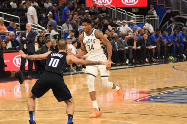 Orlando Magic, 19 Ocak 2019 Cumartesi günü Orlando Florida 'daki Amway Arena' da Milwaukee Doları 'na ev sahipliği yapıyor. Fotoğraf: Marty Jean-Louis