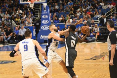 Orlando Magic, 2 Şubat 2019 tarihinde Orlando Florida 'daki Amway Center' da Brooklyn Nets 'e ev sahipliği yapmaktadır. Fotoğraf: Marty Jean-Louis