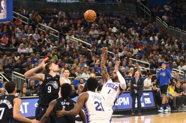 Orlando Magic, 25 Mart 2019 tarihinde Orlando Florida 'daki Amway Arena' da Philadelphia 76ers 'a ev sahipliği yaptı. Fotoğraf: Marty Jean-Louis