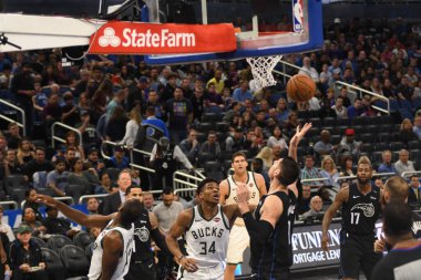 Orlando Magic, 19 Ocak 2019 Cumartesi günü Orlando Florida 'daki Amway Arena' da Milwaukee Doları 'na ev sahipliği yapıyor. Fotoğraf: Marty Jean-Louis