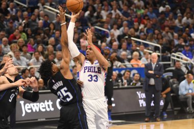 Orlando Magic, 25 Mart 2019 tarihinde Orlando Florida 'daki Amway Arena' da Philadelphia 76ers 'a ev sahipliği yaptı. Fotoğraf: Marty Jean-Louis