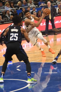 Orlando Magic, 19 Ocak 2019 Cumartesi günü Orlando Florida 'daki Amway Arena' da Milwaukee Doları 'na ev sahipliği yapıyor. Fotoğraf: Marty Jean-Louis