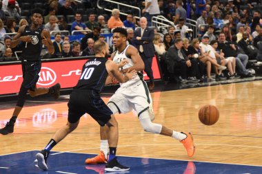 Orlando Magic, 19 Ocak 2019 Cumartesi günü Orlando Florida 'daki Amway Arena' da Milwaukee Doları 'na ev sahipliği yapıyor. Fotoğraf: Marty Jean-Louis