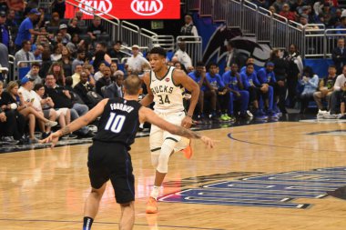 Orlando Magic, 19 Ocak 2019 Cumartesi günü Orlando Florida 'daki Amway Arena' da Milwaukee Doları 'na ev sahipliği yapıyor. Fotoğraf: Marty Jean-Louis