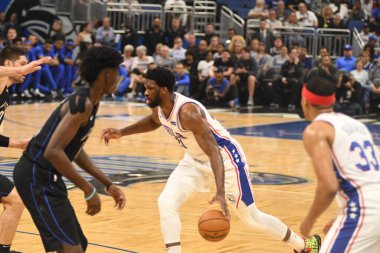 Orlando Magic, 25 Mart 2019 tarihinde Orlando Florida 'daki Amway Arena' da Philadelphia 76ers 'a ev sahipliği yaptı. Fotoğraf: Marty Jean-Louis