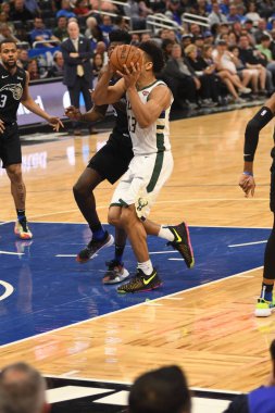 Orlando Magic, 19 Ocak 2019 Cumartesi günü Orlando Florida 'daki Amway Arena' da Milwaukee Doları 'na ev sahipliği yapıyor. Fotoğraf: Marty Jean-Louis