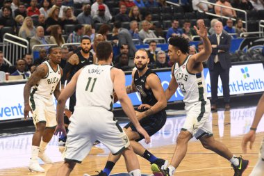 Orlando Magic, 19 Ocak 2019 Cumartesi günü Orlando Florida 'daki Amway Arena' da Milwaukee Doları 'na ev sahipliği yapıyor. Fotoğraf: Marty Jean-Louis