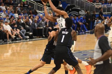 Orlando Magic, 19 Ocak 2019 Cumartesi günü Orlando Florida 'daki Amway Arena' da Milwaukee Doları 'na ev sahipliği yapıyor. Fotoğraf: Marty Jean-Louis