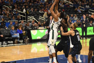 Orlando Magic, 19 Ocak 2019 Cumartesi günü Orlando Florida 'daki Amway Arena' da Milwaukee Doları 'na ev sahipliği yapıyor. Fotoğraf: Marty Jean-Louis