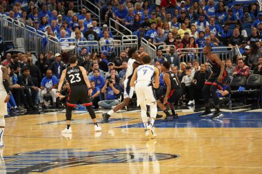 Orlando Magic 21 Nisan 2019 tarihinde Orlando Florida 'daki Amway Arena' da oynanan NBA Playoff 1 'de Toronto Rapters' a ev sahipliği yapıyor. Fotoğraf: Marty Jean-Louis Fotoğraf: Marty Jean-Louis