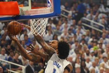 Orlando Magic 19 Nisan 2019 Cuma günü Orlando Florida 'daki Amway Arena' da düzenlenen NBA Playoff 1 'de Toronto Rapters' a ev sahipliği yapıyor. Fotoğraf: Marty Jean-Louis