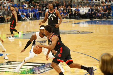 Orlando Magic 19 Nisan 2019 Cuma günü Orlando Florida 'daki Amway Arena' da düzenlenen NBA Playoff 1 'de Toronto Rapters' a ev sahipliği yapıyor. Fotoğraf: Marty Jean-Louis