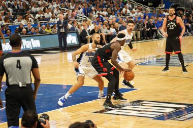 Orlando Magic 19 Nisan 2019 Cuma günü Orlando Florida 'daki Amway Arena' da düzenlenen NBA Playoff 1 'de Toronto Rapters' a ev sahipliği yapıyor. Fotoğraf: Marty Jean-Louis