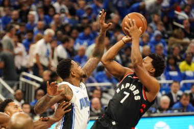 Orlando Magic 21 Nisan 2019 tarihinde Orlando Florida 'daki Amway Arena' da oynanan NBA Playoff 1 'de Toronto Rapters' a ev sahipliği yapıyor. Fotoğraf: Marty Jean-Louis Fotoğraf: Marty Jean-Louis
