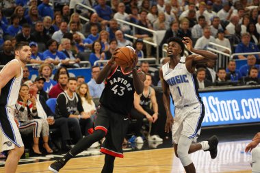 Orlando Magic 19 Nisan 2019 Cuma günü Orlando Florida 'daki Amway Arena' da düzenlenen NBA Playoff 1 'de Toronto Rapters' a ev sahipliği yapıyor. Fotoğraf: Marty Jean-Louis