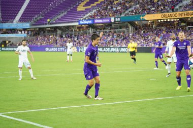 Orlando City SC, 19 Haziran 2019 Çarşamba günü Orlando 'daki Exploria Stadyumu' nda düzenlenen ABD Açık Kupası sırasında New England Devrimi 'ne ev sahipliği yaptı. Fotoğraf: Marty Jean-Louis