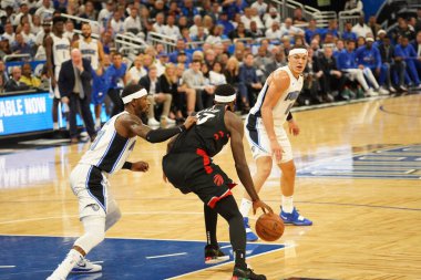 Orlando Magic 19 Nisan 2019 Cuma günü Orlando Florida 'daki Amway Arena' da düzenlenen NBA Playoff 1 'de Toronto Rapters' a ev sahipliği yapıyor. Fotoğraf: Marty Jean-Louis
