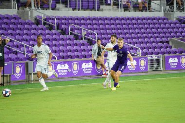 Orlando City SC, 19 Haziran 2019 Çarşamba günü Orlando 'daki Exploria Stadyumu' nda düzenlenen ABD Açık Kupası sırasında New England Devrimi 'ne ev sahipliği yaptı. Fotoğraf: Marty Jean-Louis