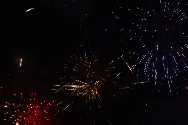 Bright Fireworks Night Sky Photo Credit Marty Jean Louis — Stock Photo, Image