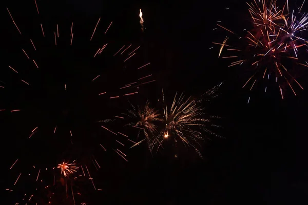 Bright Fireworks Night Sky Photo Credit Marty Jean Louis — Stock Photo, Image