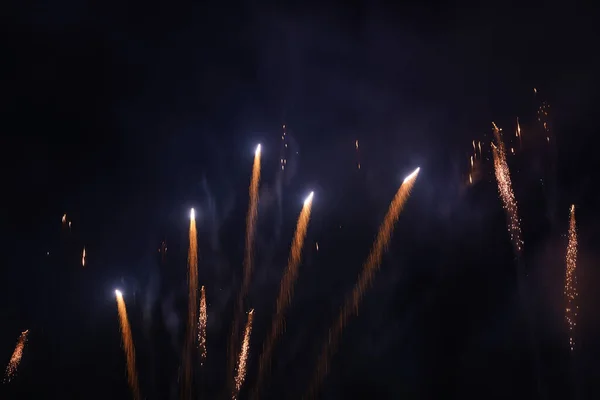 Bright Fireworks Night Sky Photo Credit Marty Jean Louis — Stock Photo, Image