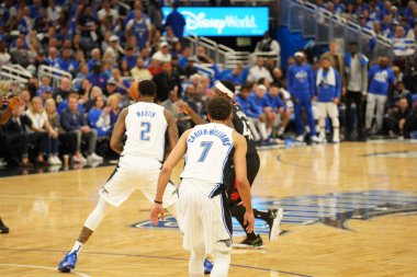 Orlando Magic 21 Nisan 2019 tarihinde Orlando Florida 'daki Amway Arena' da oynanan NBA Playoff 1 'de Toronto Rapters' a ev sahipliği yapıyor. Fotoğraf: Marty Jean-Louis Fotoğraf: Marty Jean-Louis