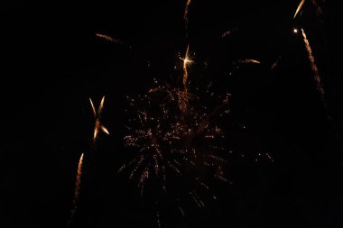 Gece gökyüzünde parlak havai fişekler Fotoğraf: Marty Jean-Louis