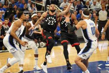 Orlando Magic 19 Nisan 2019 Cuma günü Orlando Florida 'daki Amway Arena' da düzenlenen NBA Playoff 1 'de Toronto Rapters' a ev sahipliği yapıyor. Fotoğraf: Marty Jean-Louis
