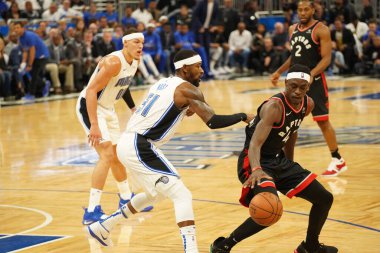 Orlando Magic 19 Nisan 2019 Cuma günü Orlando Florida 'daki Amway Arena' da düzenlenen NBA Playoff 1 'de Toronto Rapters' a ev sahipliği yapıyor. Fotoğraf: Marty Jean-Louis