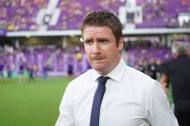 Orlando City teknik direktörü James O 'Connor 13 Temmuz 2019' da Orlando Florida 'daki Exploria stadyumuna girdi. Fotoğraf: Marty Jean-Louis