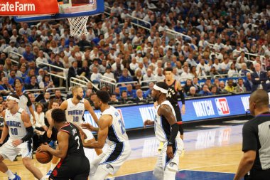 Orlando Magic 19 Nisan 2019 Cuma günü Orlando Florida 'daki Amway Arena' da düzenlenen NBA Playoff 1 'de Toronto Rapters' a ev sahipliği yapıyor. Fotoğraf: Marty Jean-Louis