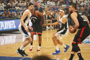 Orlando Magic 19 Nisan 2019 Cuma günü Orlando Florida 'daki Amway Arena' da düzenlenen NBA Playoff 1 'de Toronto Rapters' a ev sahipliği yapıyor. Fotoğraf: Marty Jean-Louis