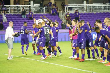 Orlando City SC, 19 Haziran 2019 Çarşamba günü Orlando 'daki Exploria Stadyumu' nda düzenlenen ABD Açık Kupası sırasında New England Devrimi 'ne ev sahipliği yaptı. Fotoğraf: Marty Jean-Louis