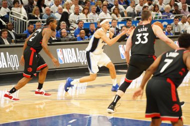 Orlando Magic 19 Nisan 2019 Cuma günü Orlando Florida 'daki Amway Arena' da düzenlenen NBA Playoff 1 'de Toronto Rapters' a ev sahipliği yapıyor. Fotoğraf: Marty Jean-Louis