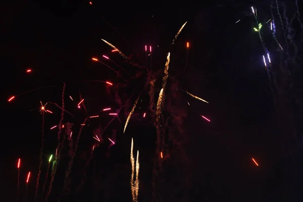 Bright Fireworks Night Sky Photo Credit Marty Jean Louis — Stock Photo, Image